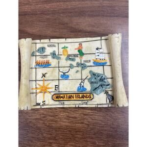 Hawaiian Islands Map Magnet – Vintage Scroll Design – Tropical Travel Souvenir